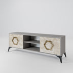 HEXAGONAL SHAPES 2-Door TV Stand in Grey Finish