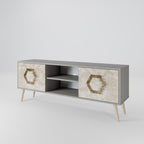 HEXAGONAL SHAPES 2-Door TV Stand in Grey Finish