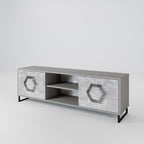 HEXAGONAL FIGURES 2-Door TV Stand in Grey Finish