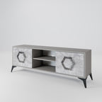 HEXAGONAL FIGURES 2-Door TV Stand in Grey Finish