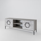 HEXAGONAL FIGURES 2-Door TV Stand in Grey Finish