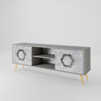 HEXAGONAL FIGURES 2-Door TV Stand in Grey Finish