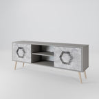 HEXAGONAL FIGURES 2-Door TV Stand in Grey Finish