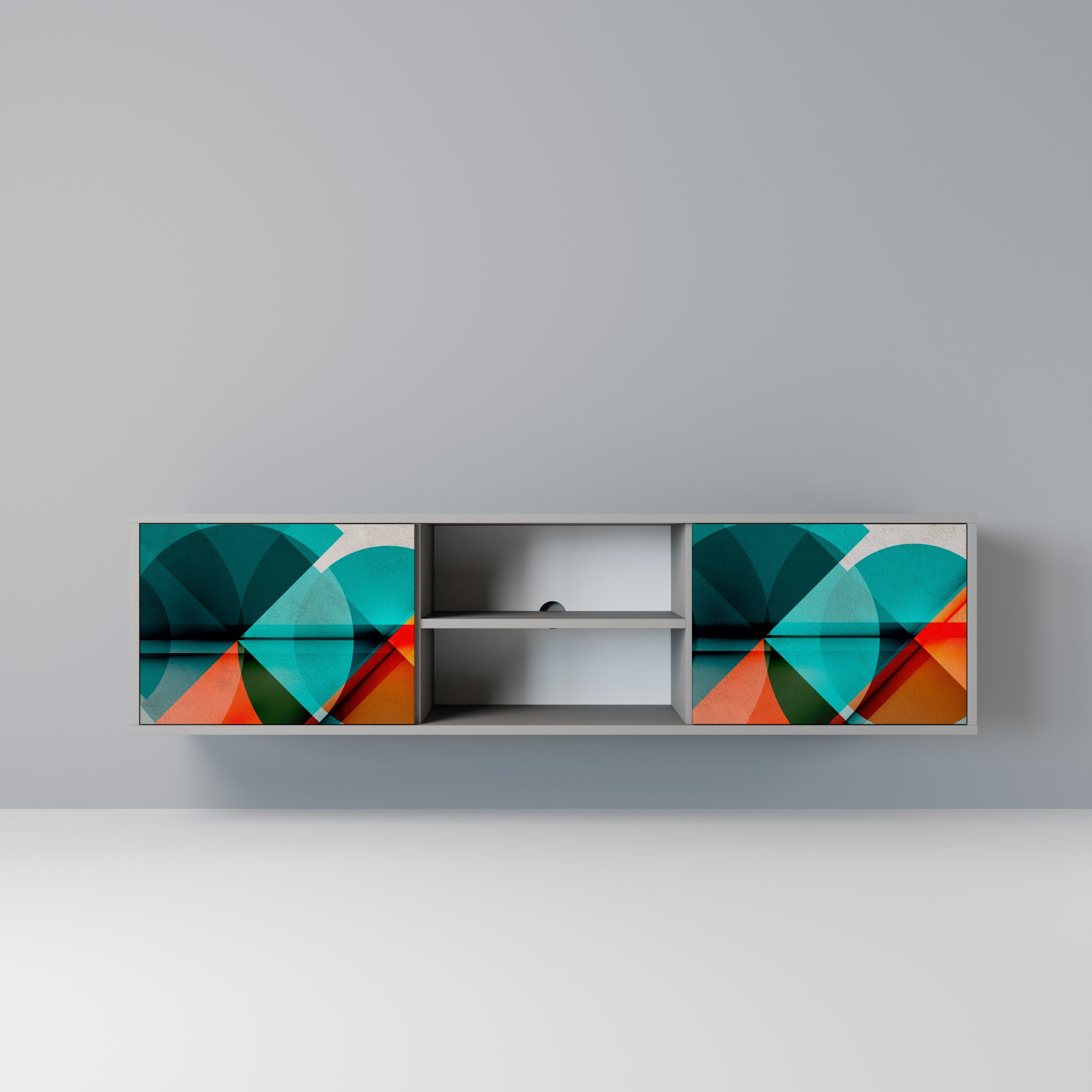 CIRCULAR RHAPSODY 2-Door TV Stand in Grey Finish