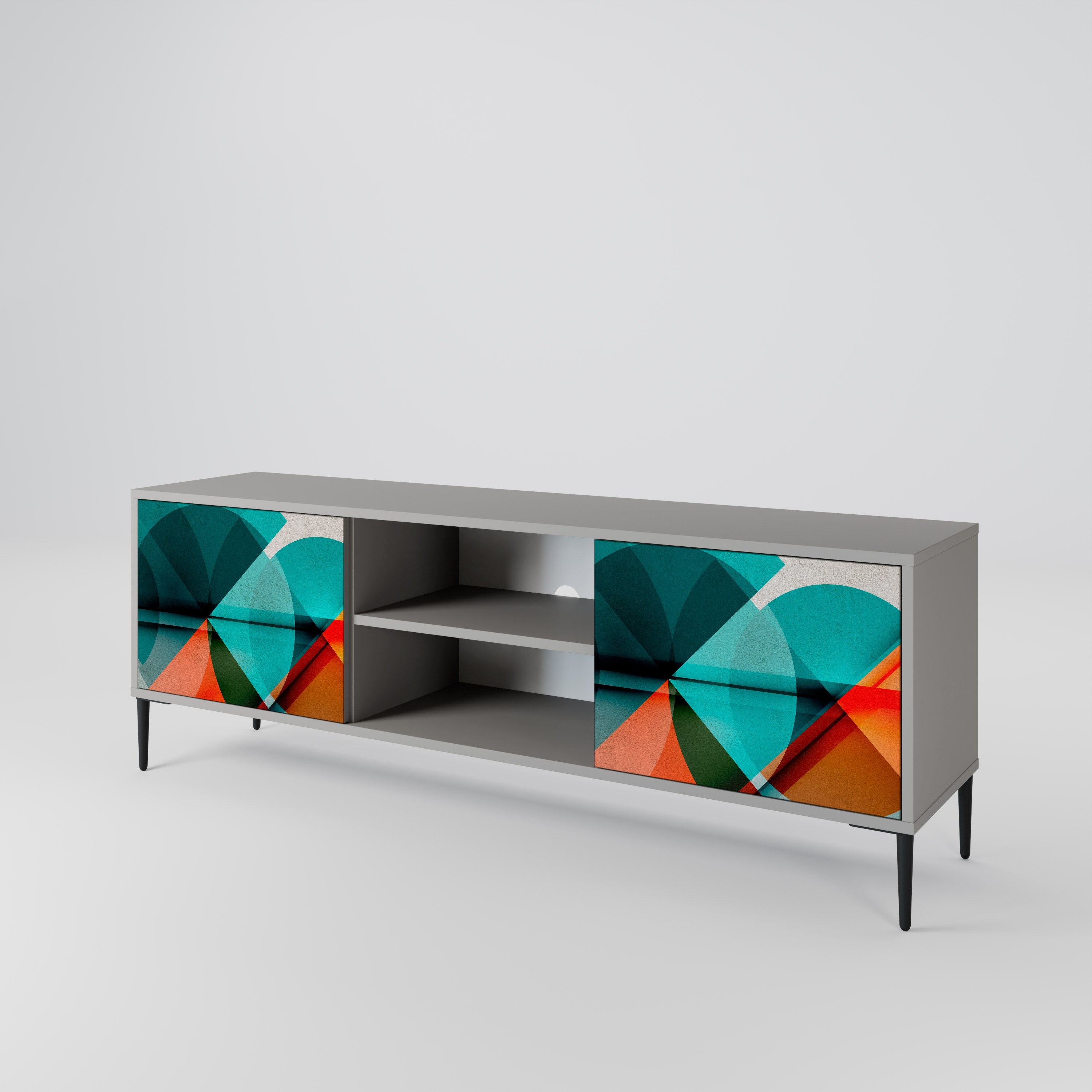 CIRCULAR RHAPSODY 2-Door TV Stand in Grey Finish