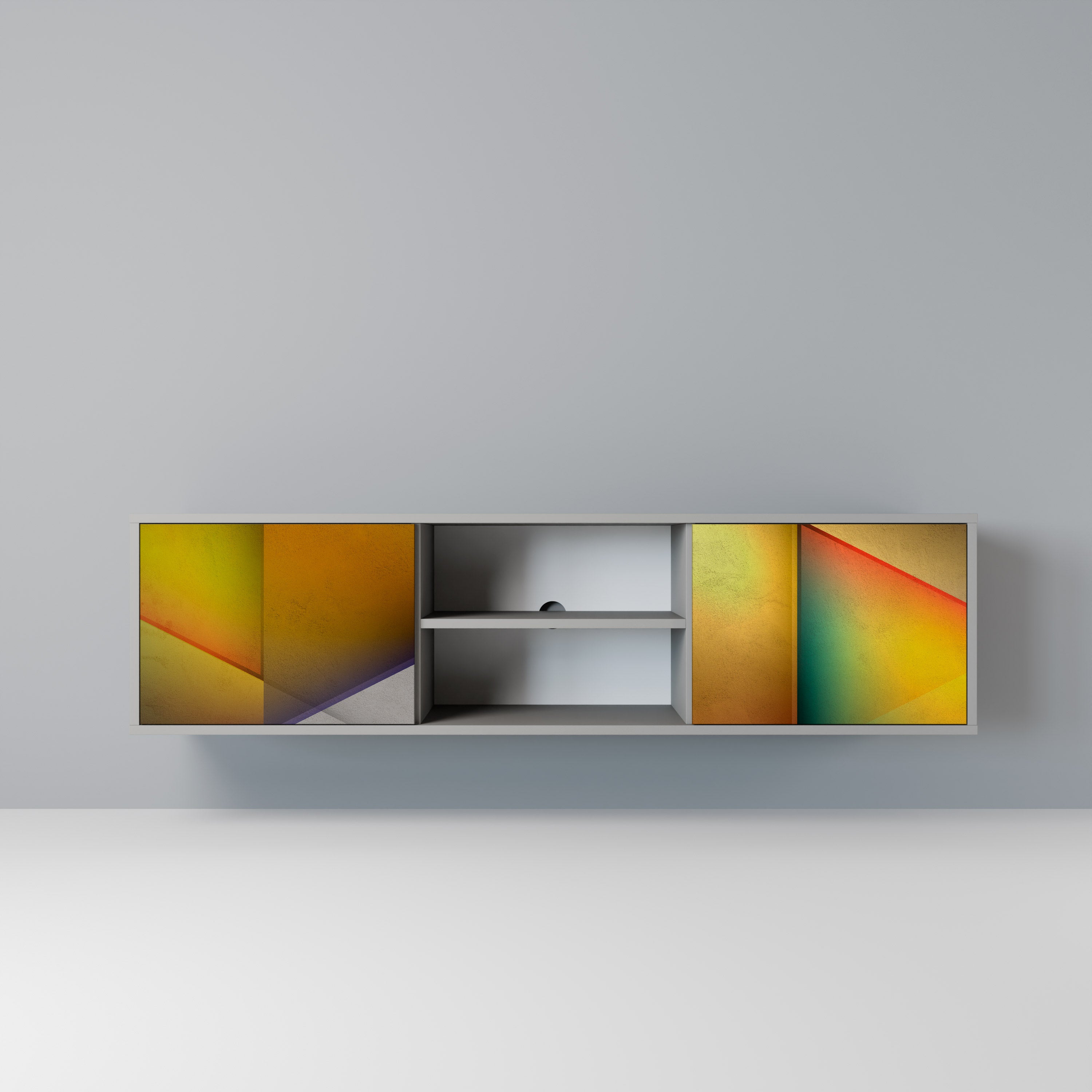 PIERCING SHARPNESS 2-Door TV Stand in Grey Finish