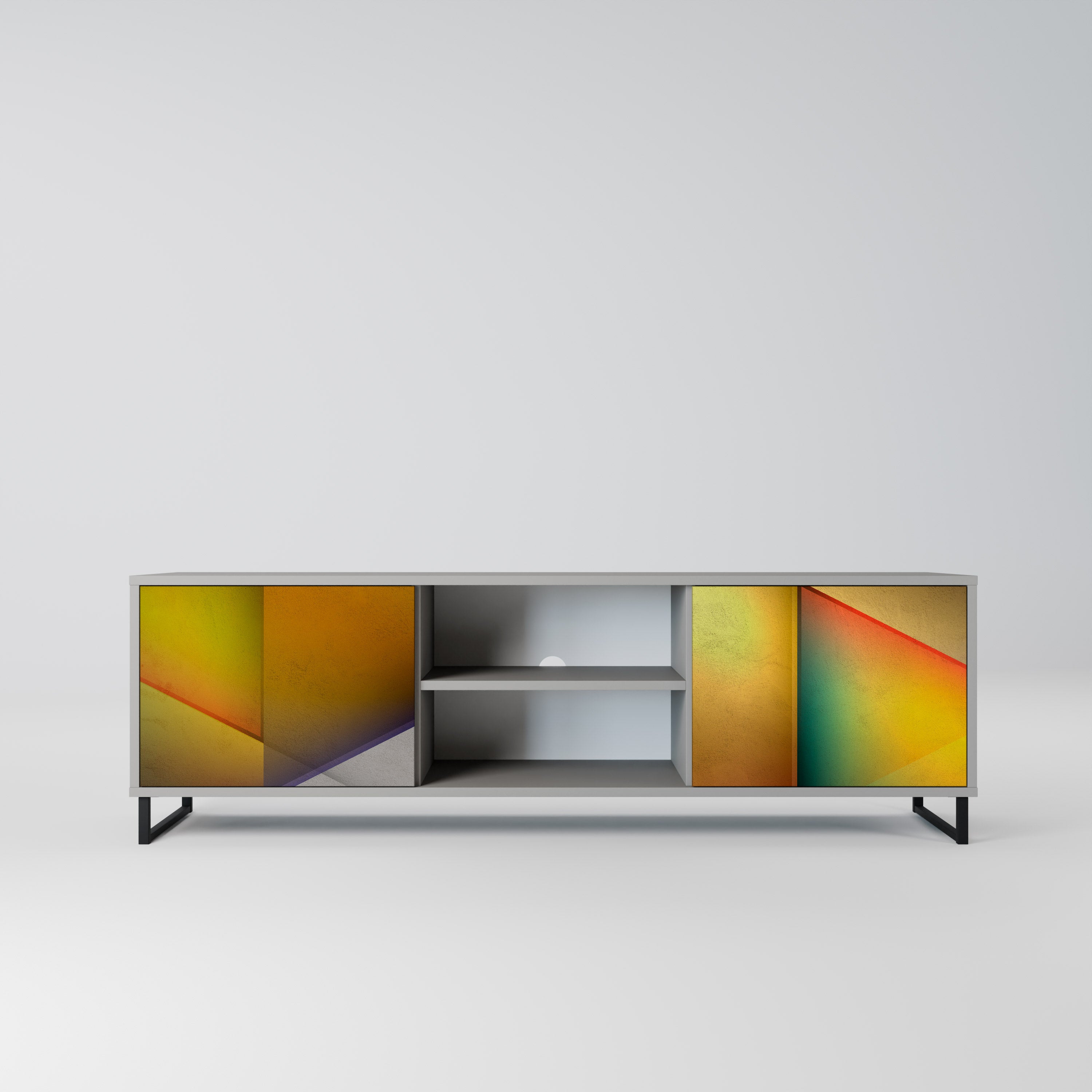 PIERCING SHARPNESS 2-Door TV Stand in Grey Finish