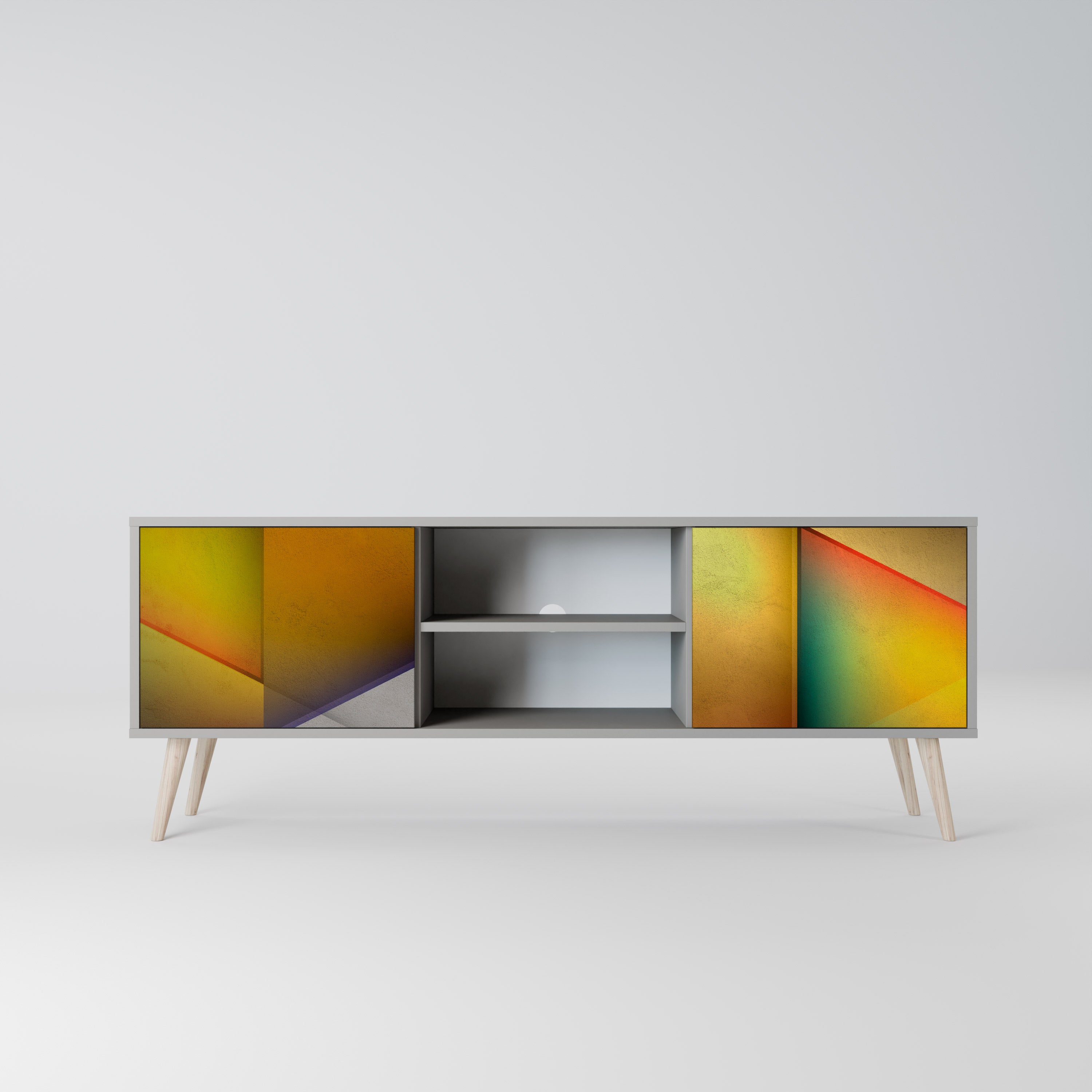 PIERCING SHARPNESS 2-Door TV Stand in Grey Finish