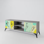 BODY LANGUAGE 2-Door TV Stand in Grey Finish