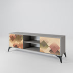 GEOMETRIC FUSION 2-Door TV Stand in Grey Finish