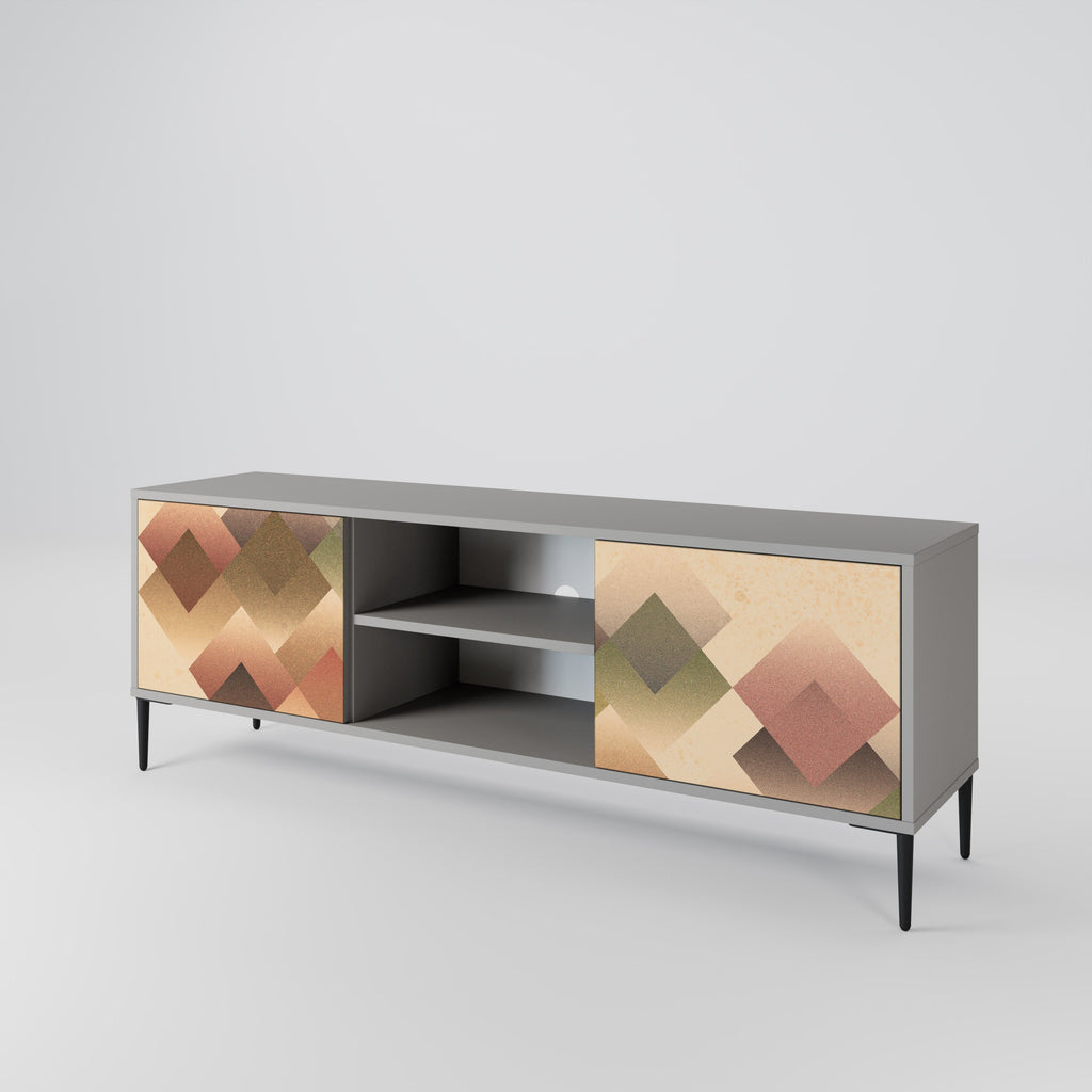 GEOMETRIC FUSION 2-Door TV Stand in Grey Finish