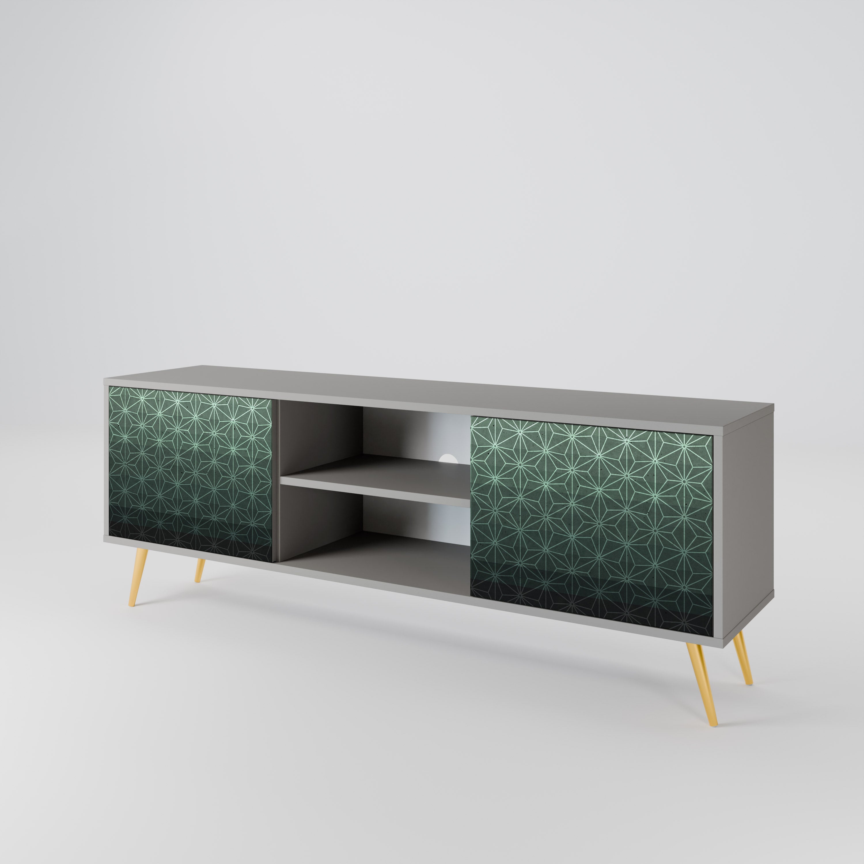 ORNAMENTAL GLIMMER 2-Door TV Stand in Grey Finish