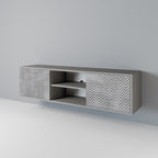 CONCRETE ZIG ZAG 2-Door TV Stand in Grey Finish