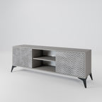 CONCRETE ZIG ZAG 2-Door TV Stand in Grey Finish