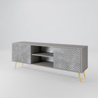 CONCRETE ZIG ZAG 2-Door TV Stand in Grey Finish