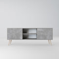 CONCRETE ZIG ZAG 2-Door TV Stand in Grey Finish