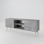 CONCRETE ZIG ZAG 2-Door TV Stand in Grey Finish