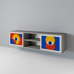 GEOMETRIC EYES 2-Door TV Stand in Grey Finish