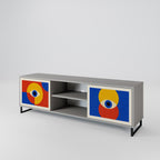 GEOMETRIC EYES 2-Door TV Stand in Grey Finish