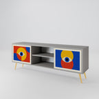 GEOMETRIC EYES 2-Door TV Stand in Grey Finish