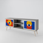 GEOMETRIC EYES 2-Door TV Stand in Grey Finish