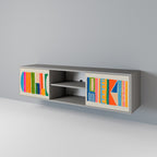 GEOMETRIC SHINE 2-Door TV Stand in Grey Finish