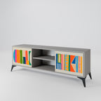 GEOMETRIC SHINE 2-Door TV Stand in Grey Finish