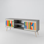 GEOMETRIC SHINE 2-Door TV Stand in Grey Finish