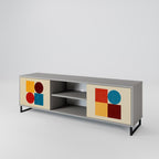 GEOMETRIC PUZZLE 2-Door TV Stand in Grey Finish