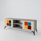 GEOMETRIC PUZZLE 2-Door TV Stand in Grey Finish