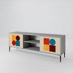 GEOMETRIC PUZZLE 2-Door TV Stand in Grey Finish