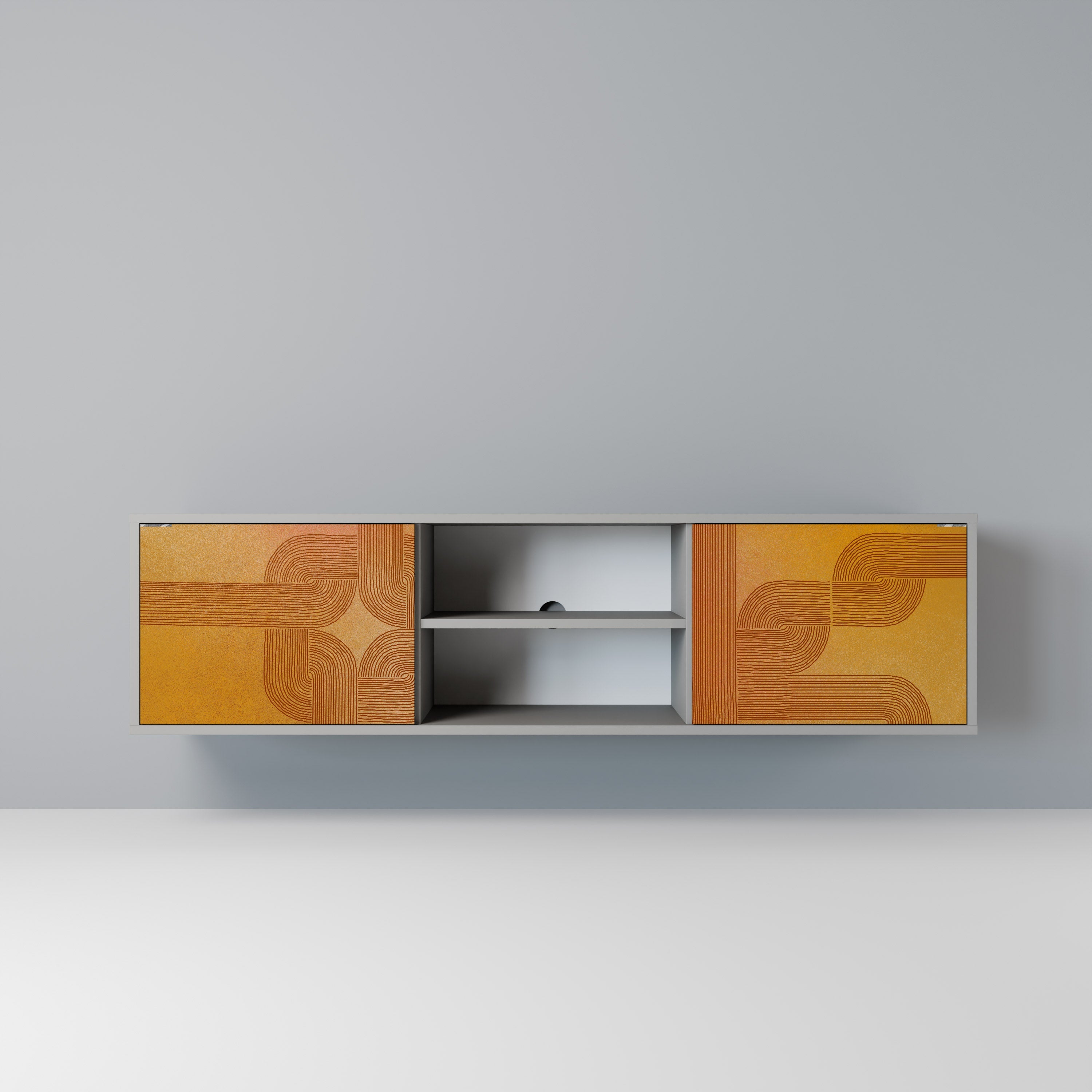 STRENGTHENING RELATION 2-Door TV Stand in Grey Finish