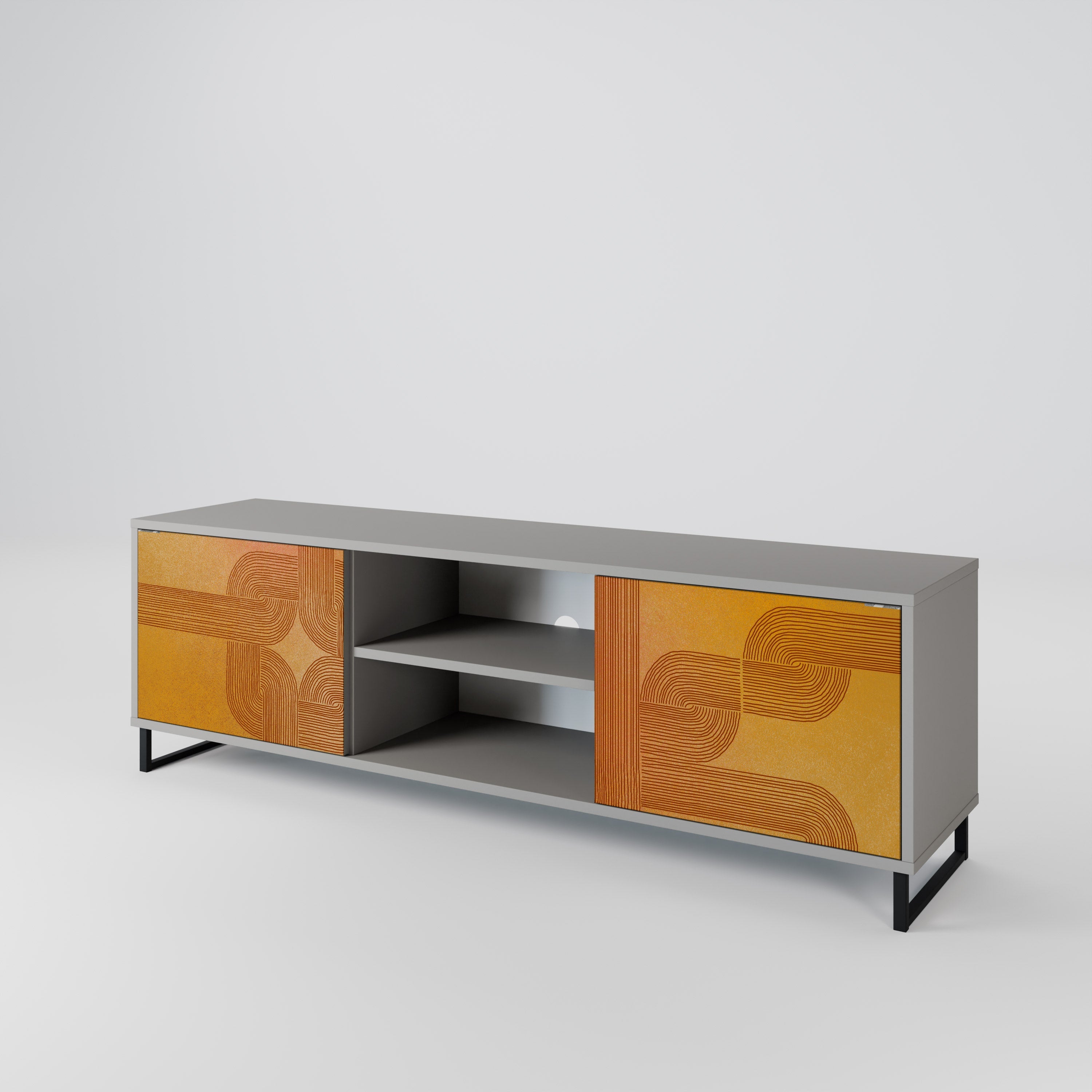 STRENGTHENING RELATION 2-Door TV Stand in Grey Finish