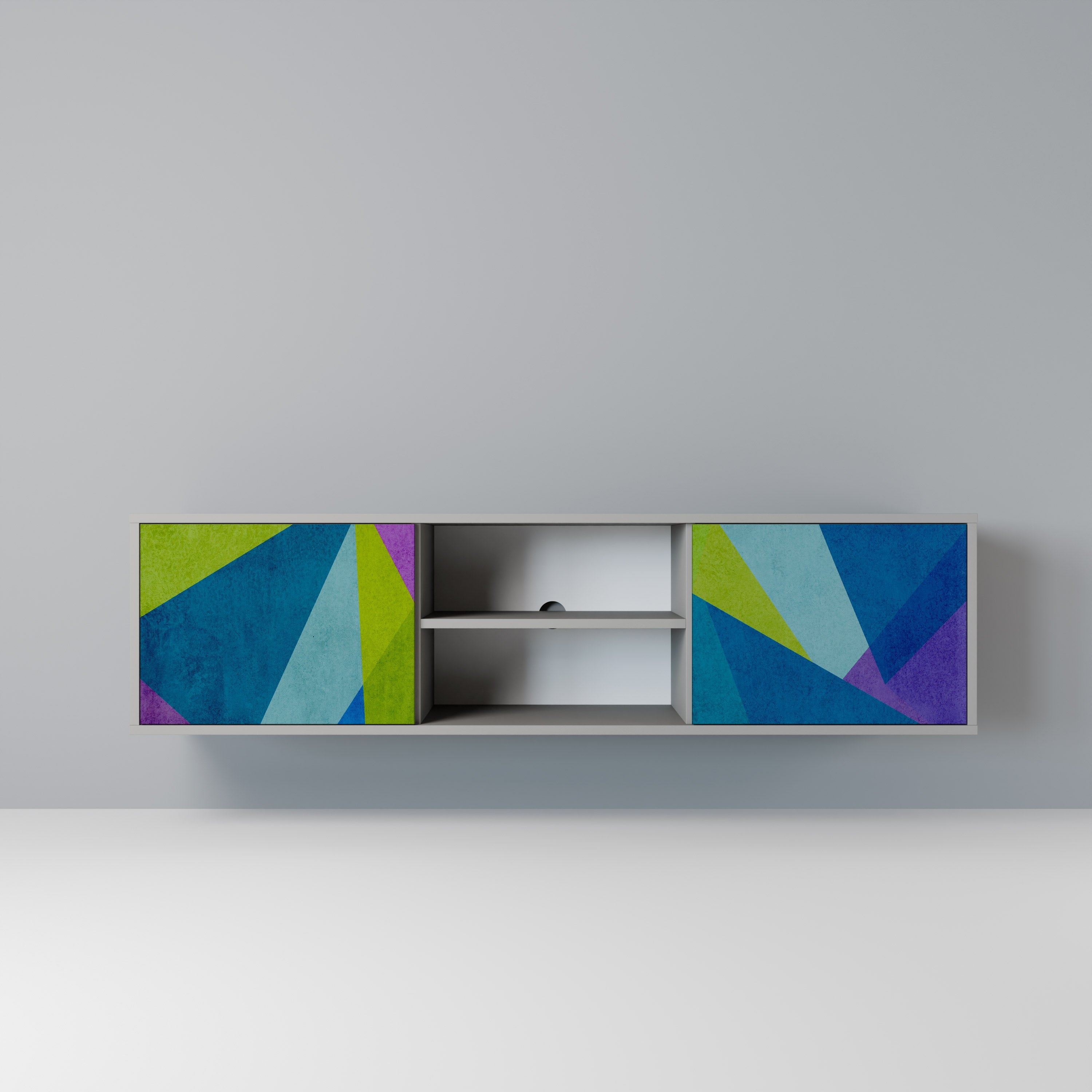 COLD SHOWCASE 2-Door TV Stand in Grey Finish