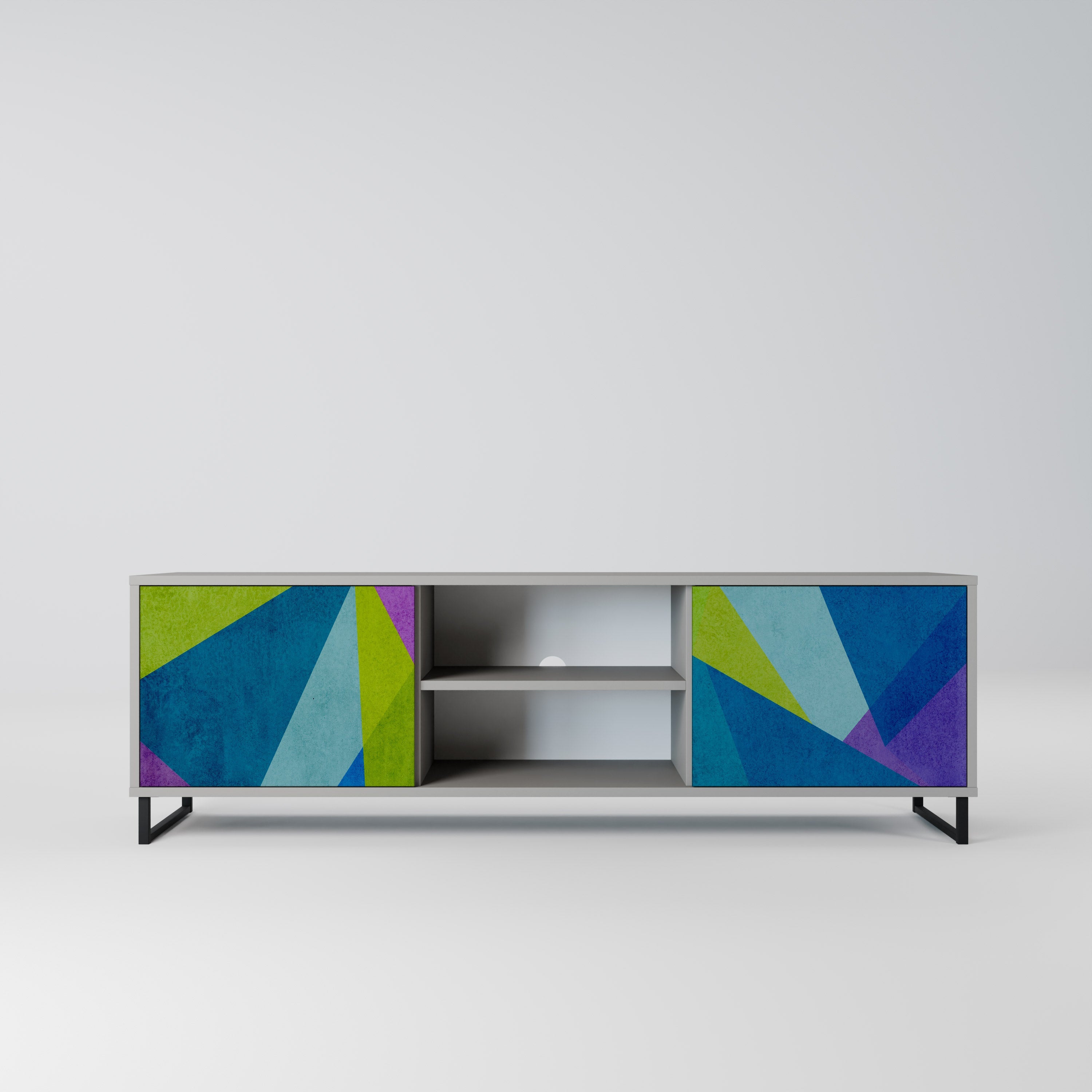 COLD SHOWCASE 2-Door TV Stand in Grey Finish