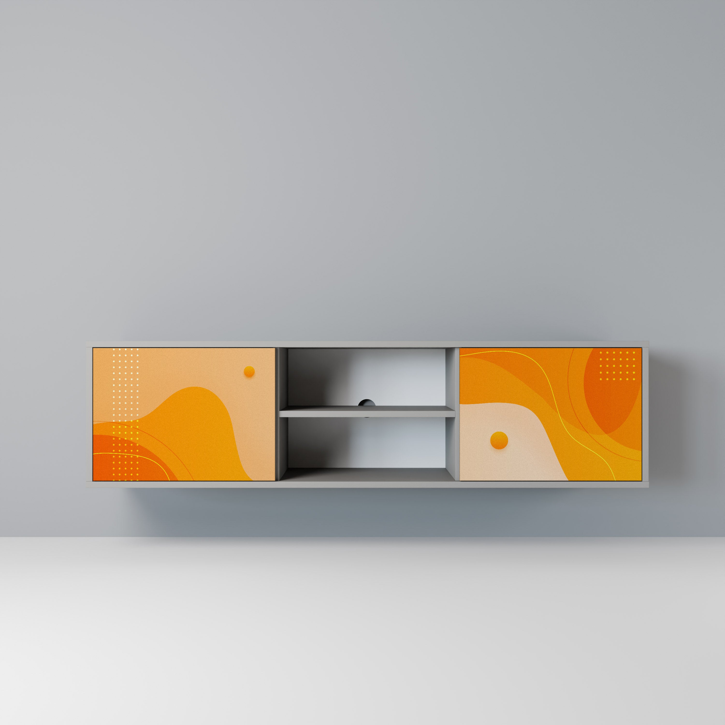 ORANGE ARRANGEMENT 2-Door TV Stand in Grey Finish
