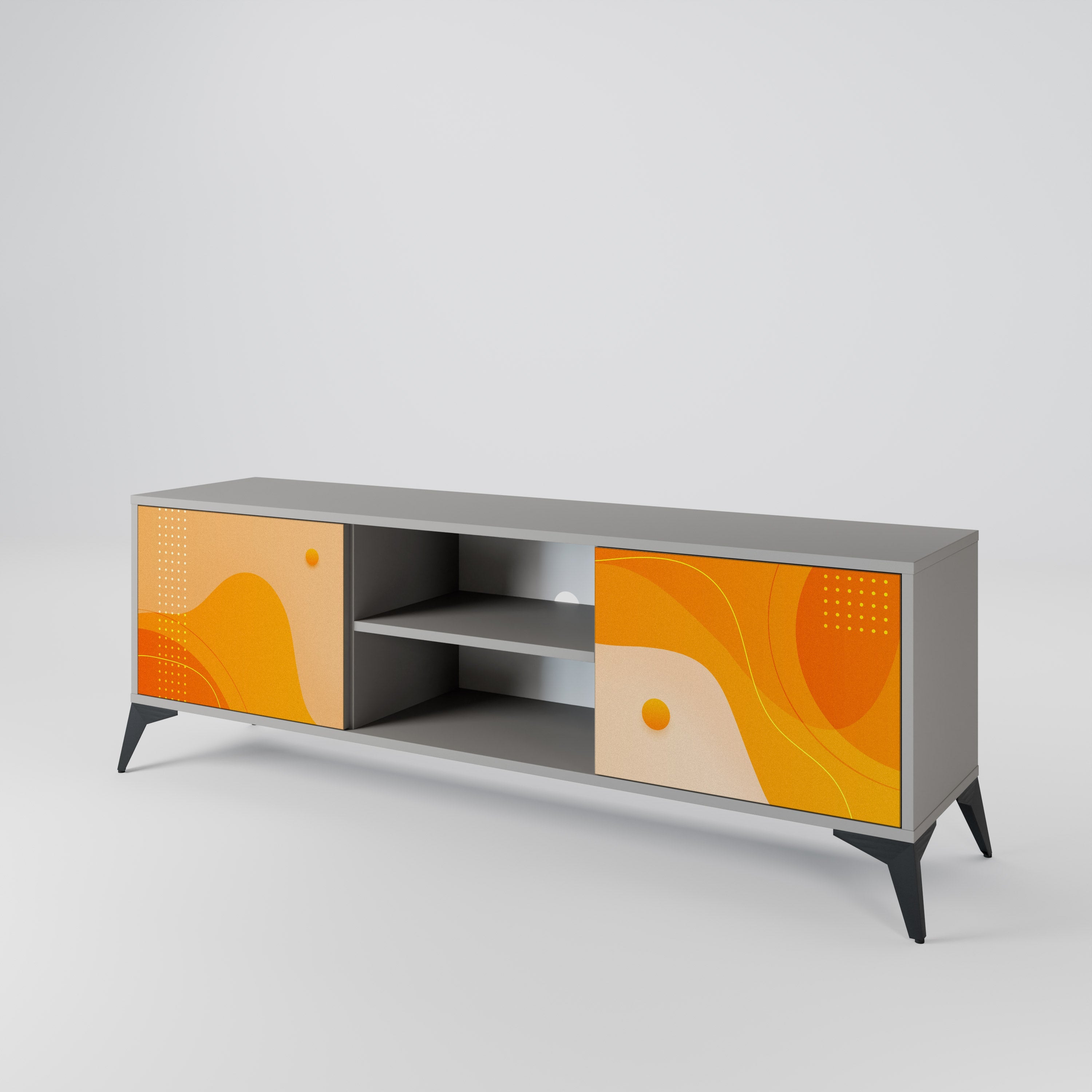 ORANGE ARRANGEMENT 2-Door TV Stand in Grey Finish