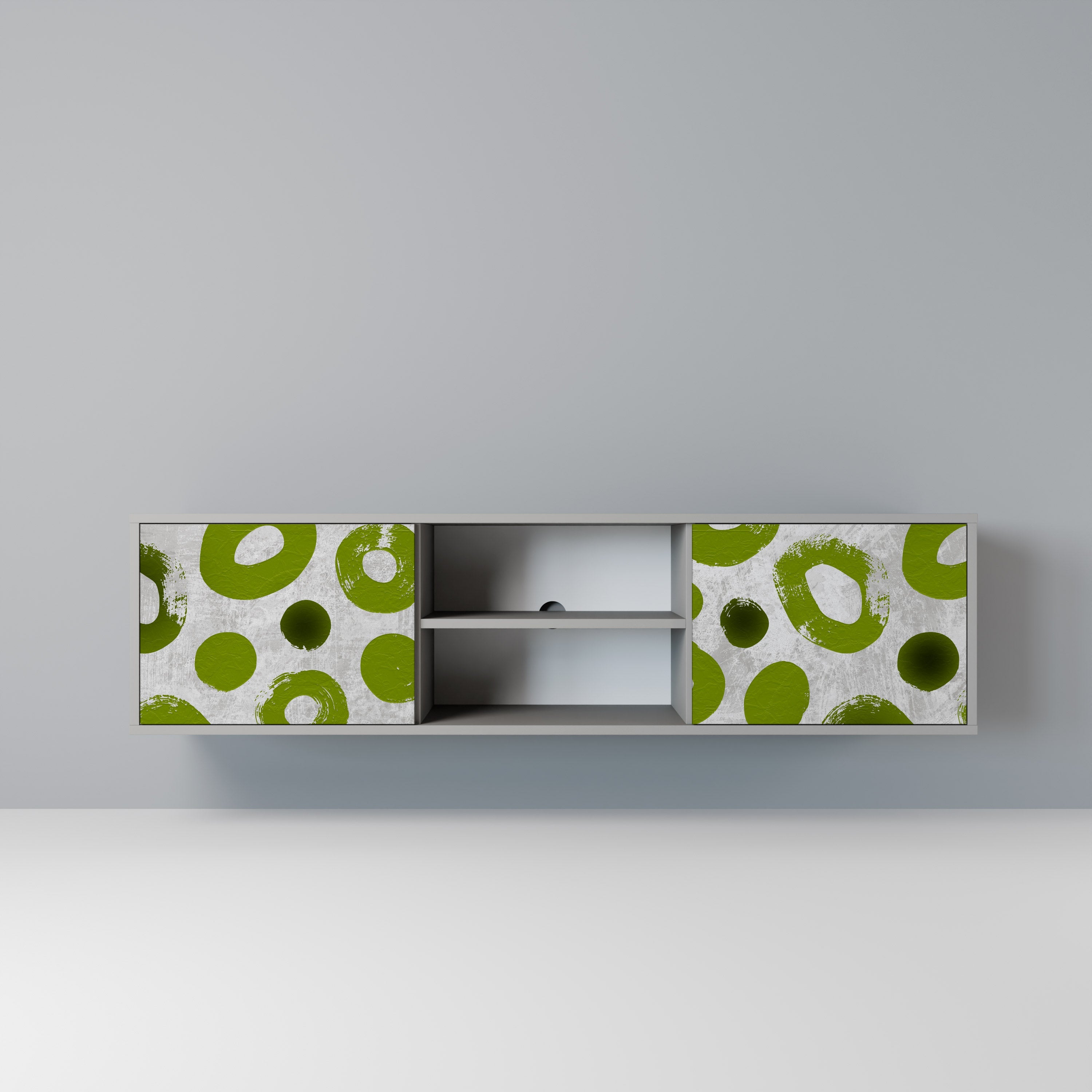 GREEN RHAPSODY 2-Door TV Stand in Grey Finish
