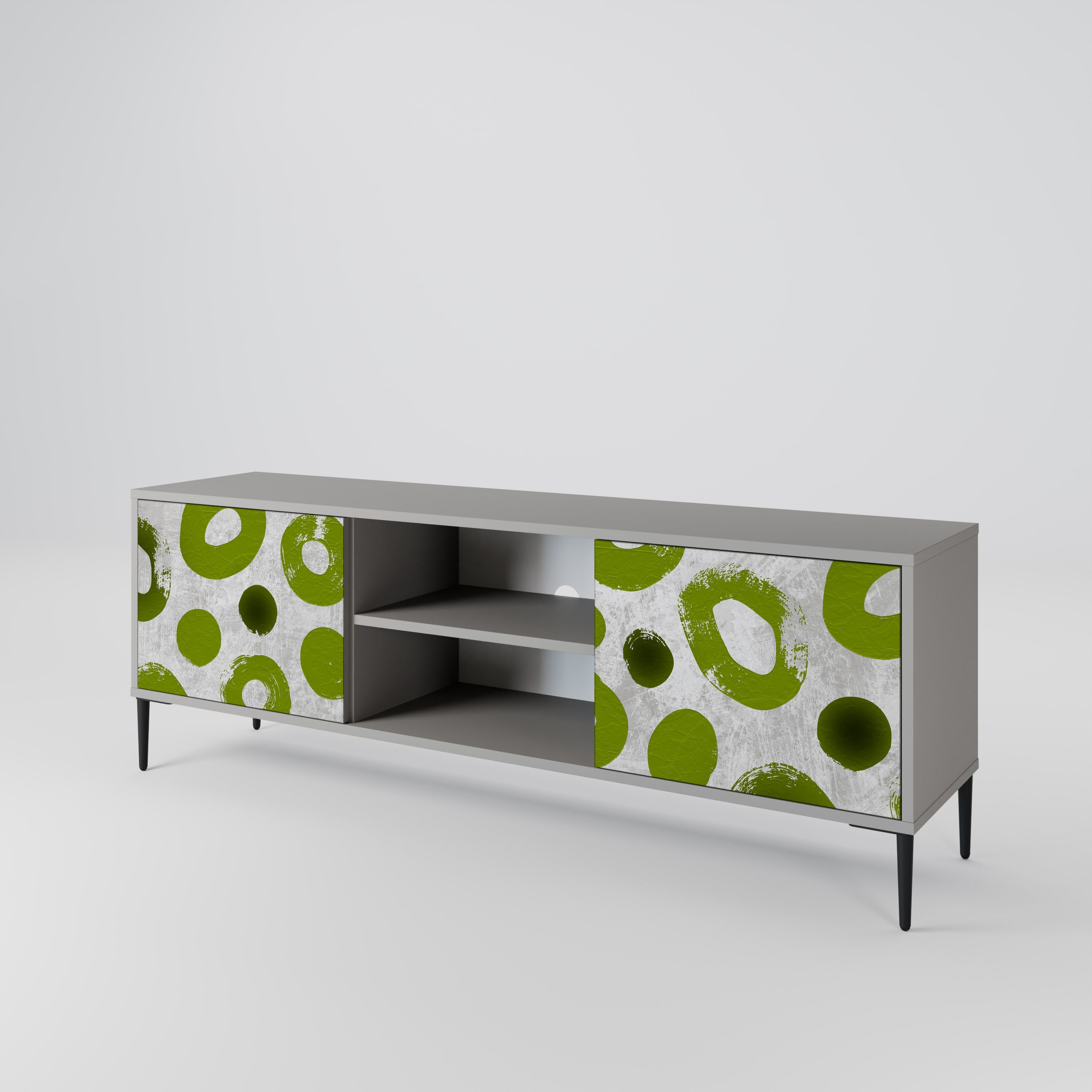 GREEN RHAPSODY 2-Door TV Stand in Grey Finish