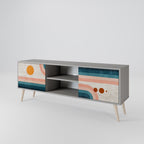 TWO HALVES 2-Door TV Stand in Grey Finish