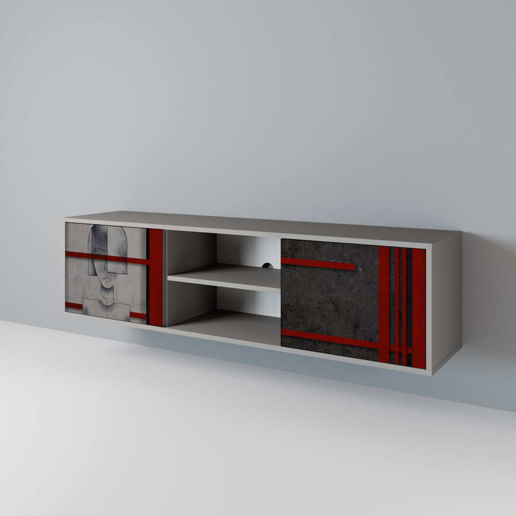 GRAY FIGURES 2-Door TV Stand in Grey Finish