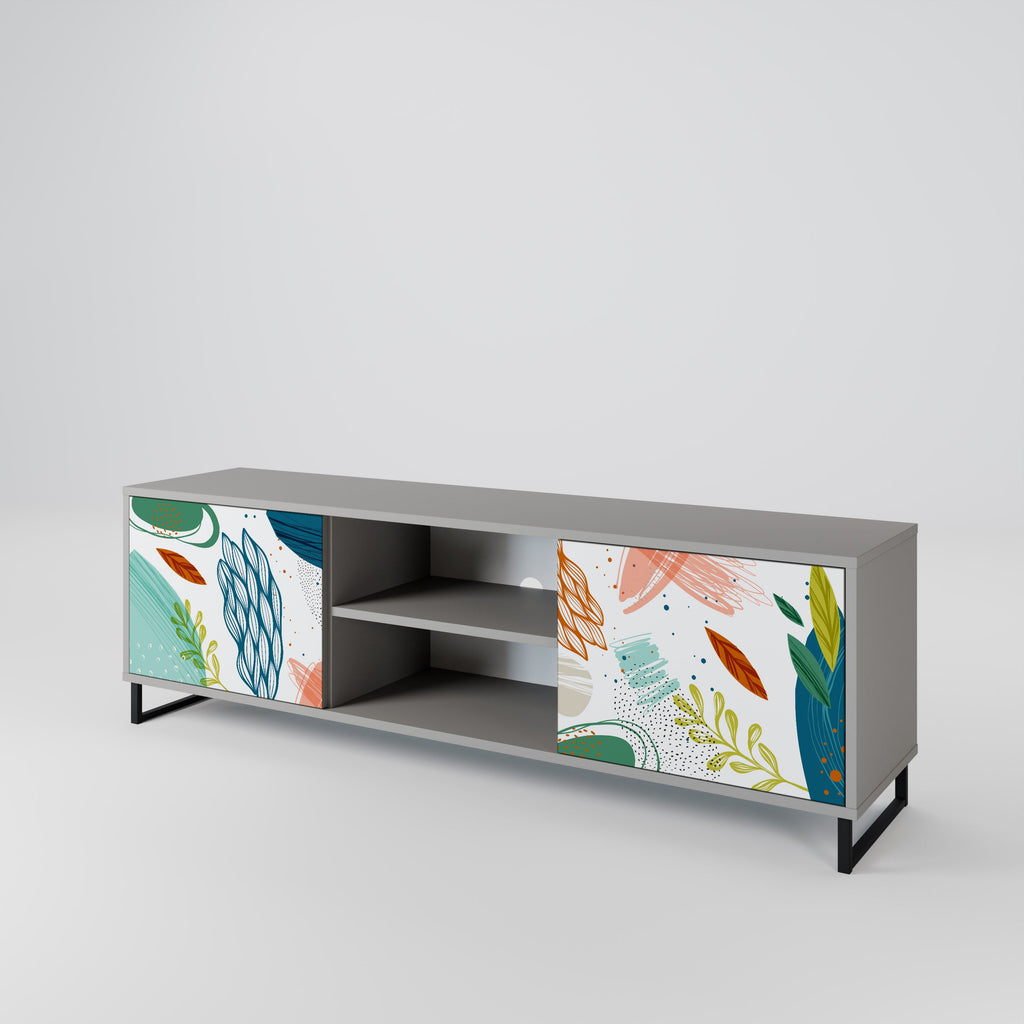 BOTANICAL HURRICANE 2-Door TV Stand in Grey Finish