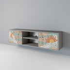 MYSTICAL STRUCTURE 2-Door TV Stand in Grey Finish