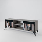 COLLAGE OF RECTANGLES 2-Door TV Stand in Grey Finish