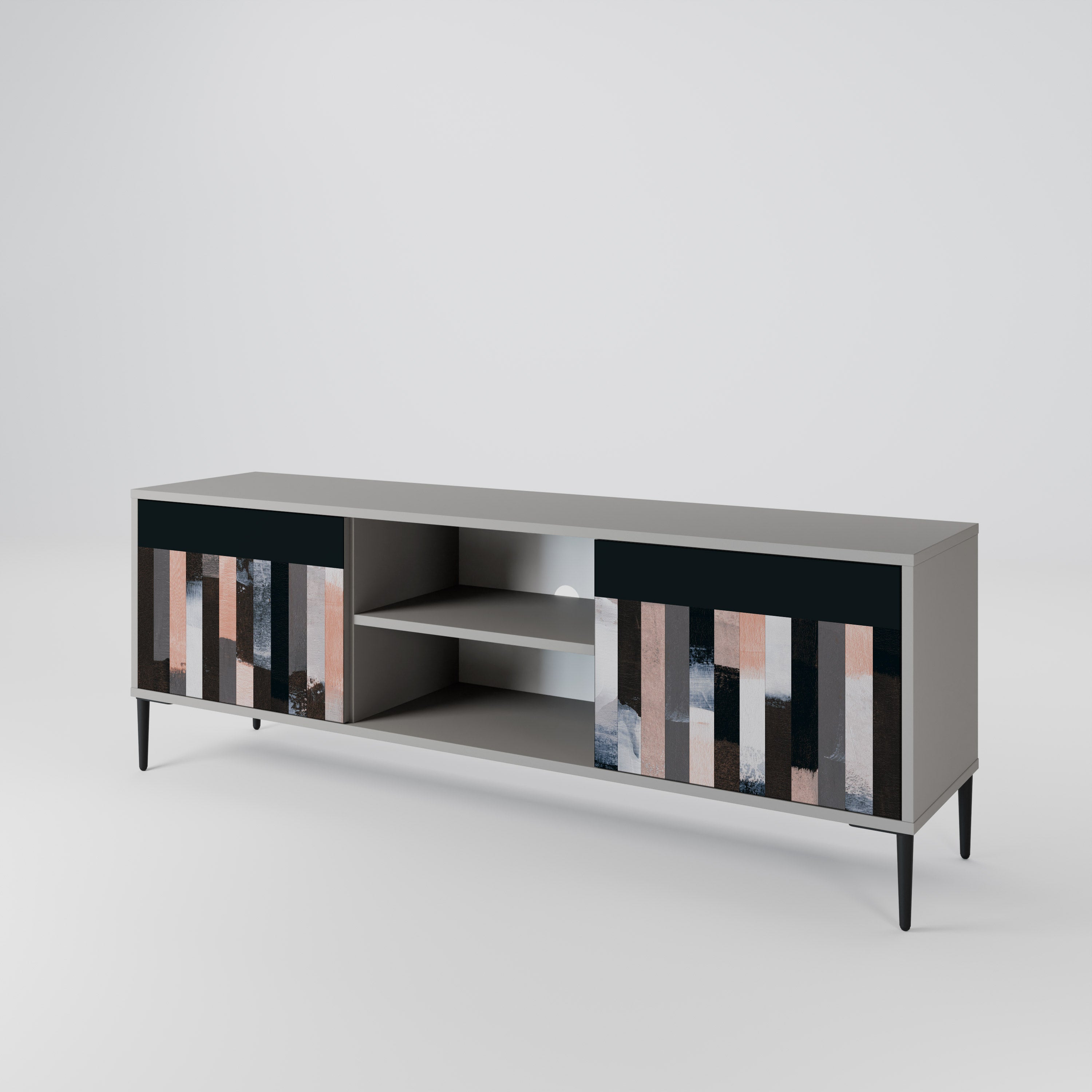 COLLAGE OF RECTANGLES 2-Door TV Stand in Grey Finish