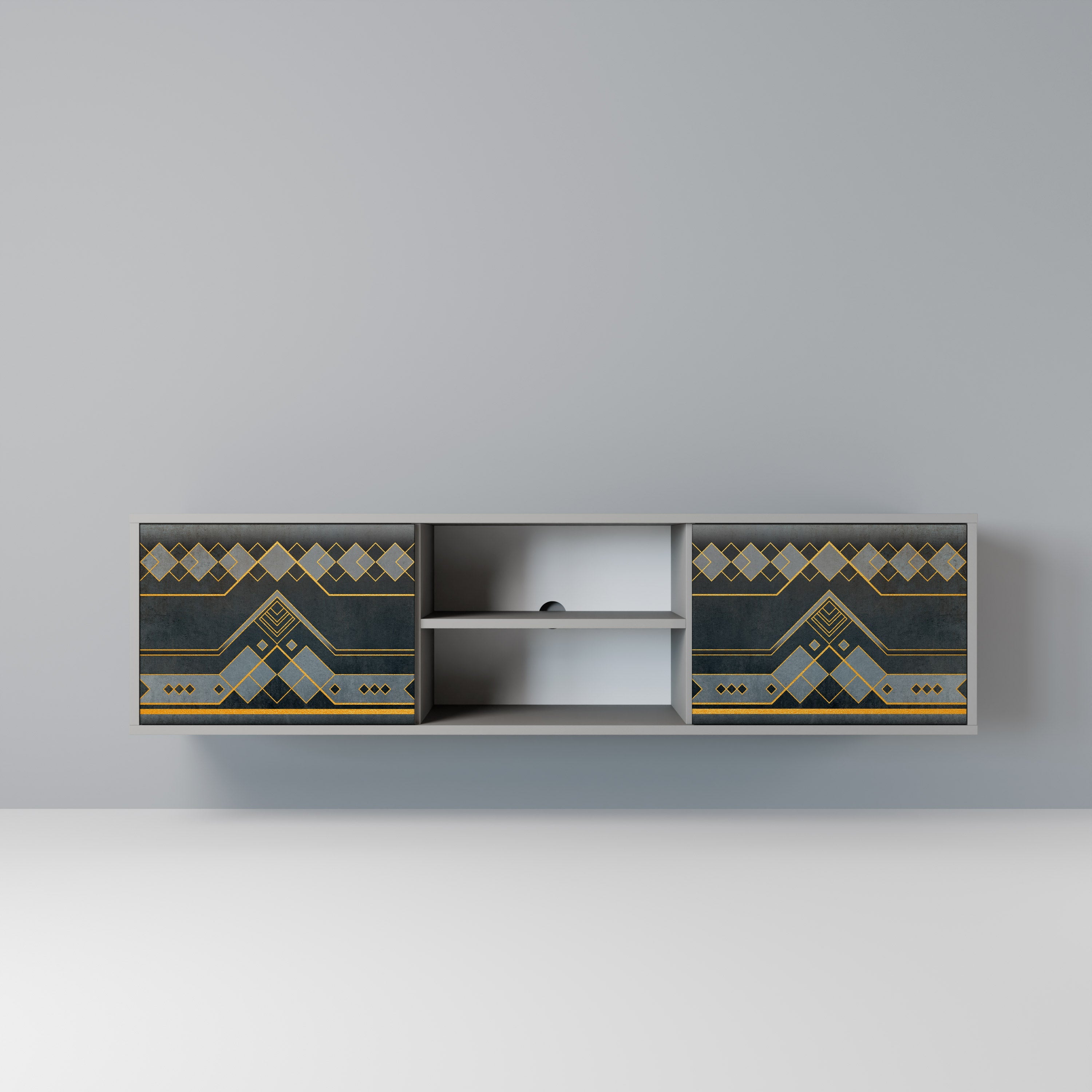 ROYAL ORDINARINESS 2-Door TV Stand in Grey Finish