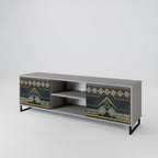 ROYAL ORDINARINESS 2-Door TV Stand in Grey Finish