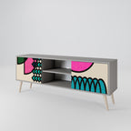 GEOMETRIC RHAPSODY 2-Door TV Stand in Grey Finish