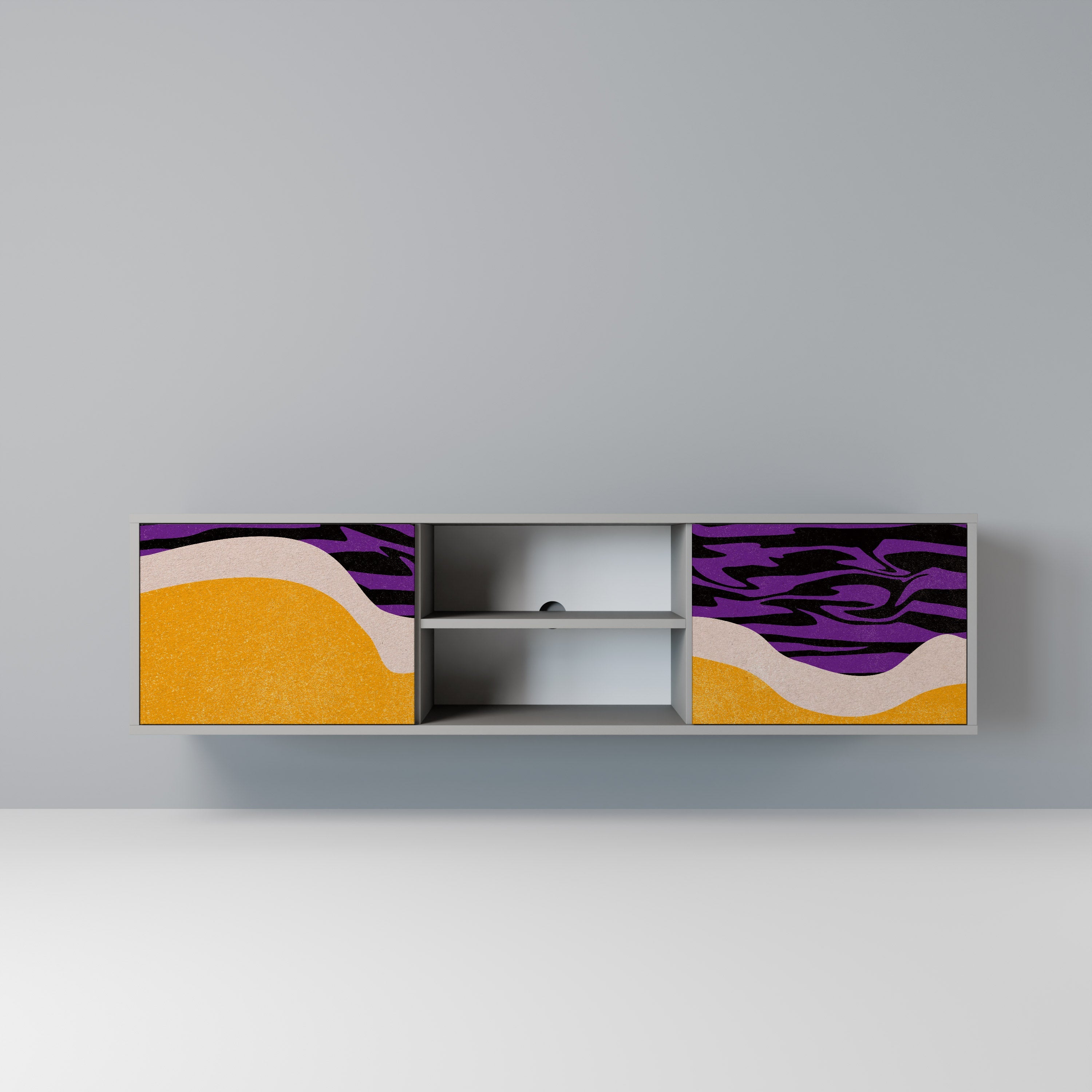 INDEPENDENT BORDER 2-Door TV Stand in Grey Finish