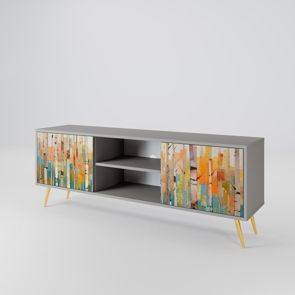 BIRCH KALEIDOSCOPE 2-Door TV Stand in Grey Finish